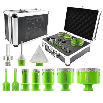 Image of FACHLICH Diamond Core Drill Bits Set Tile Hole Saw Kit 6/8/20/25/35/50/68MM with 50MM Beveling Chamfer for Porcelain Ceramic Granite Marble(10PCS)