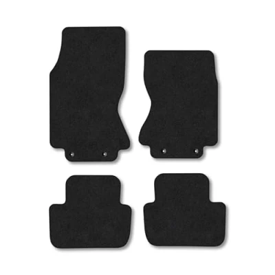Image of Car Mats Compatible with Jaguar S Type (2002 2007) [Manual] Tailored Fit Black Carpet Floor Set Accessory Custom 4 Pieces Anti Slip Backing &amp; Binding Trim Edge