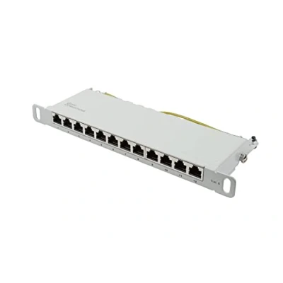 Image of Good Connections 10&quot; Patch Panel/Patch Panel for Wall Enclosures/Network Cabinets Cat. 6, 250 MHz GIGABIT Enabled 12 Port 0.5 U Shielded Tool Free Opening Light Grey (RAL7035)