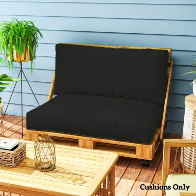Image of Outsunny 2 Seater Pallet Furniture Cushions Cushions, UPF20+ 220gsm Fabric, 20 cm Thick Outdoor Seat Pads, Black