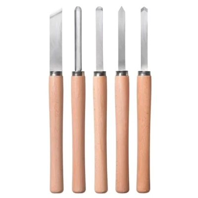 Image of Original Einhell 5 Piece Wood Turning Chisel Set (Turning Iron for Machines, Common Chisels in Set, Made of Solid Steel)