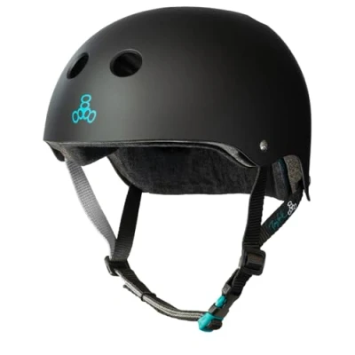 Image of Triple 8 New York Kids&#039; Sweatsaver Cert Tony Hawk Pro Edition S/M Outdoor Safety Helmet, Black, Small/Medium