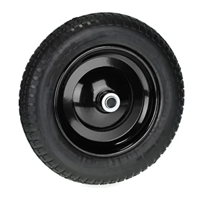 Image of Relaxdays Wheelbarrow Wheel 3.00 8, Rubber Tyre with Steel Rim, Puncture Proof, up to 80 kg, Replacement, Black, 3 8