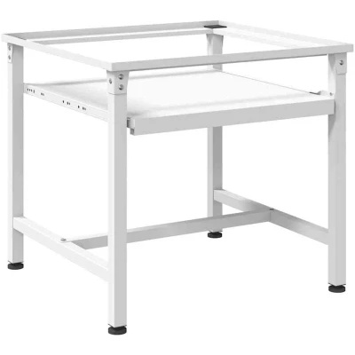 Image of vidaXL Washing Machine Pedestal with Pull Out Shelf White Stand Holder Raiser