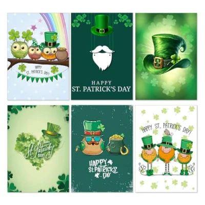 Image of Papa Prints St Patricks Day Cards Pack of 12 Greeting Multipack (A6) with Envelopes for Friends and Family