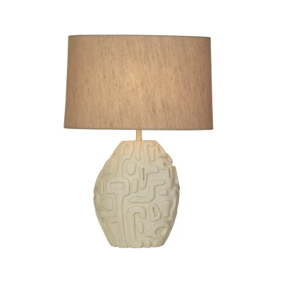 Image of Adelaide 1 Light Table Lamp, Cream Resin with White Linen Shad