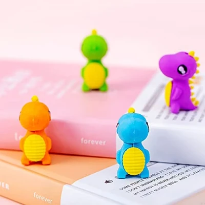 Image of Gifts UK® 4pc Cute Animals Puzzle Erasers Fun Kids Rubbers Party Gift Bag Fillers Christmas Stocking (Dinosaurs)