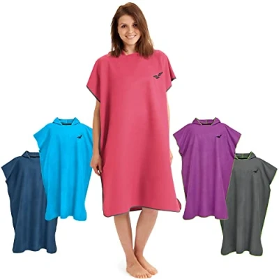Image of Fit Flip Changing Robe Towel Poncho Adult Microfibre Swim and Surf Quick Dry Hooded for Men Women size M, Coral Gray