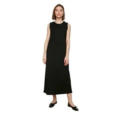 Image of Trendyol Women Modest Maxi Basic Regular fit Knitted Dress Black