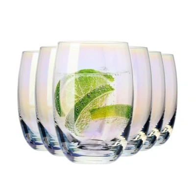 Image of Krosno Iridescent Drinking Glasses, Rainbow Collection, Set of 6, 12.2 oz (360 ml), Premium Handcrafted Glassware, Ideal for Water, Juice, Cocktails, Handwash Only, Made in Europe