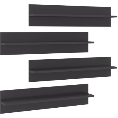 Image of vidaXL Wall Shelf 4 pcs High Gloss Grey 80x11.5x18 cm Engineered Wood