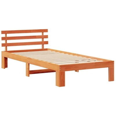 Image of vidaXL wood Bed Frame Wax brown Solid 100 x 200 cm Durable