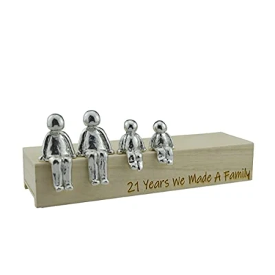 Image of 21st Anniversary Idea 21 Years We Made A Family Metal Ornament Choose Your Combination Box &amp; Woodgrain May Vary(2 children)