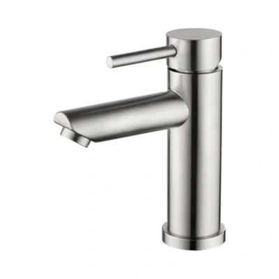 Image of Ibergrif M11103 Bathroom Sink Taps, Basin Mixer Taps for Bathroom, Single Lever, Chrome, Hot and Cold, with UK Standard Hoses