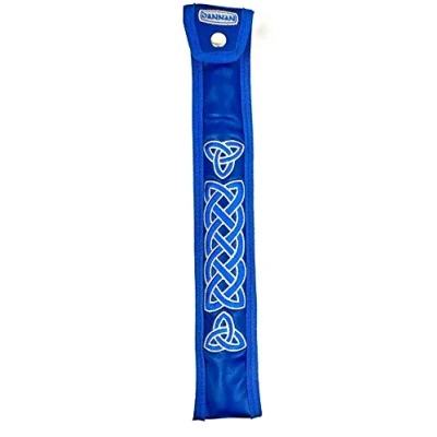 Image of Handmade Irish Tin Whistle Case Sleeve by Dannan For C Whistles in Green, Blue or Brown Vegan Leather with Celtic Embroidery (Blue)