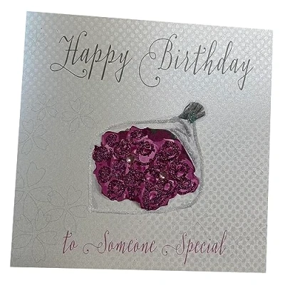 Image of white cotton cards Roses Happy Someone Special Handmade Birthday Card, White, WB242