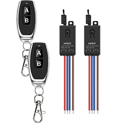 Image of dstfuy Remote Switches for Lights,2 Way Mini Switch AC 220V/230V/240V/10A Relay Wireless Light with 328FT Long Range Motor,Lamps,LED Lights,Fans.(2 Controls 2 Receivers)