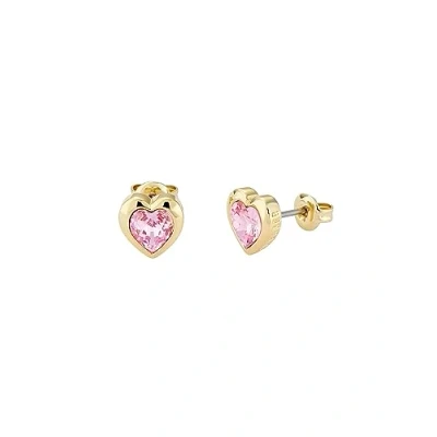 Image of Ted Baker Han Crystal Heart Stud Earrings for Women (Gold/Pink Crystal)