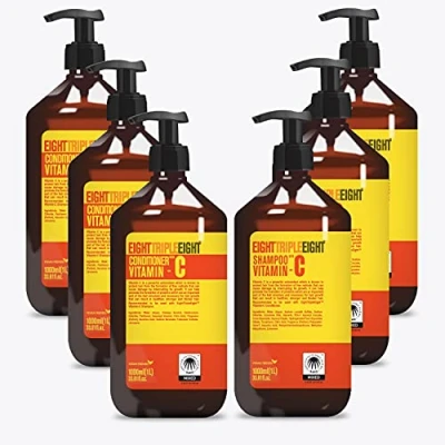 Image of EightTripleEight Vitamin C Hair Care Set 3x Shampoo &amp; Conditioner 1 Litre