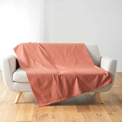 Image of Douceur d&#039;Intérieur Lucile Marsala Polycotton Blanket (220 x 240 cm)