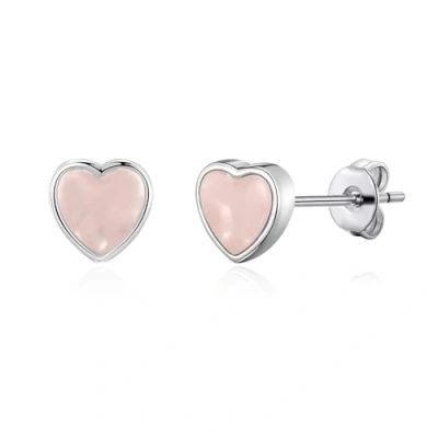 Image of Philip Jones Rose Quartz Heart Stud Earrings