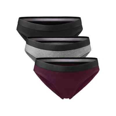 Image of DANISH ENDURANCE Women&#039;s Knickers, Organic Cotton Underwear, Panties, Soft Ladies Pants, Comfortable Bikini Briefs, For Daily Wear, 3 or 6 Pack, Multicolour (1x Black, 1x Dark Grey, Wine), L