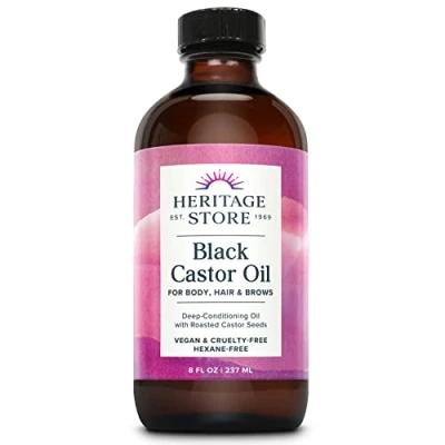 Image of Heritage Store Black Castor Oil, 8 Ounce