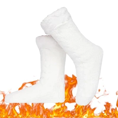 Image of Foozie Socks, Socks for Women, The Christmas Cozy Soft Thick Fuzzy Non Slip (White,One size)