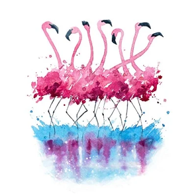 Image of Wee Blue Coo Flamingos Dancing Watercolour Large Wall Art Print Canvas Premium Poster