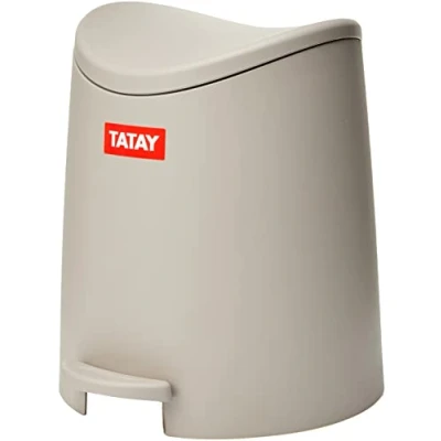 Image of TATAY Standard Bathroom Pedal Bin, 3L, Polypropylene, Taupe