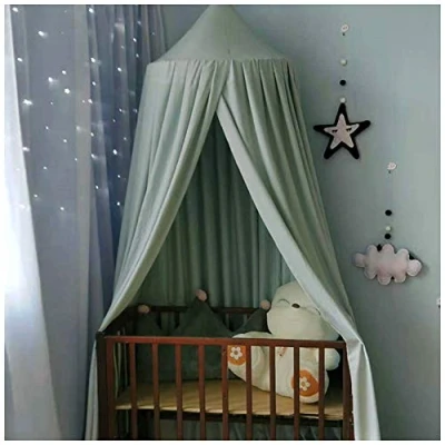 Image of Bed Canopy Kids Dome Mosquito Net Play Tent Nursery Room Decorations Hanging Dirty Dusty Canopies Grey Green(Height:2.5M)