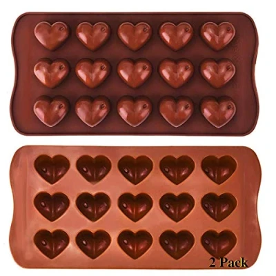Image of Risai 2pcs Heart Silicone Mould, 15 Hearts Sweet Moulds Ideal for Baking, Cake Topper Moulding Candy Chocolates Cookie Ice Jelly and DIY Wax Melt