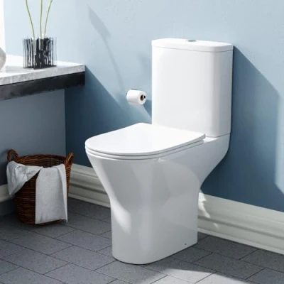 Image of Nes Home Comfort Height Rimless Close Coupled Toilet Pan, Cistern &amp; Seat
