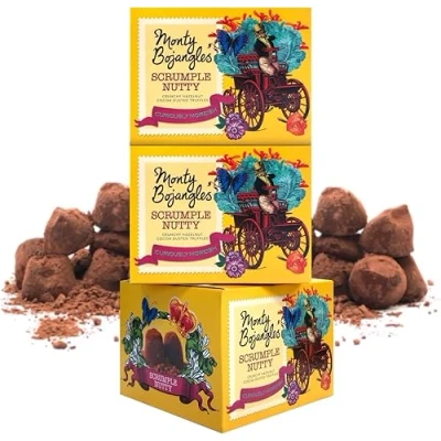 Image of Monty Bojangles Scrumple Nutty 3 Gift Boxes Choose from 10 Flavours Cocoa Dusted Truffles, x 100g (Gift Pack 300g)
