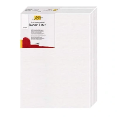 Image of Kreul Solo Goya Basic Line 633040 Stretched Stretcher Frame 30 x 40 cm Set of 3 with Cotton Canvas 4 Primed Ideal for Oil, Acrylic and Gouache Paints, White