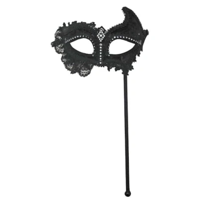 Image of Bristol Novelty Eye Mask with Lace, PET, Polyester, Fabric, Acrylic Stone, Plastic Stick, Black, One Size