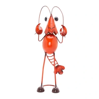 Image of Christmas Concepts® 38cm (15&#039;&#039;) Standing Metal Red Lobster Sculpture Ornament Indoor/Outdoor Garden Decoration
