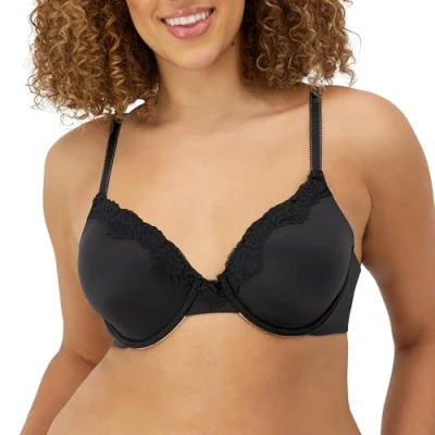 Image of Maidenform Women&#039;s Comfort Devotion Underwire Everyday Bra, Black Bk W Bdb, 38D UK