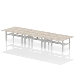 Image of Air B2B 1800x800mm Height Adjustable 6P Bench Desk CP Grey Oak/Silver