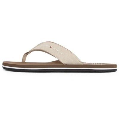 Image of Tommy Hilfiger Beach Tbar sandals, Men&#039;s, Size: 6.5, Beige Linen