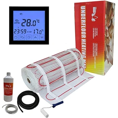 Image of Electric Underfloor Heating kit 150w 1.5m2 Black Touch Thermostat