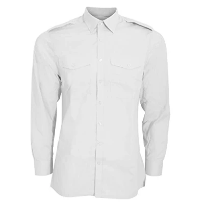 Image of Kustom Kit Men&#039;s Pilot L/S Business Shirt, White, 16 UK