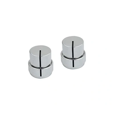 Image of Guyker Guitar Aluminum Dual Concentric Control Knobs Dome Volume Tone Stacked Knob Replacement for Electric or Bass (chrome, 2 piece)