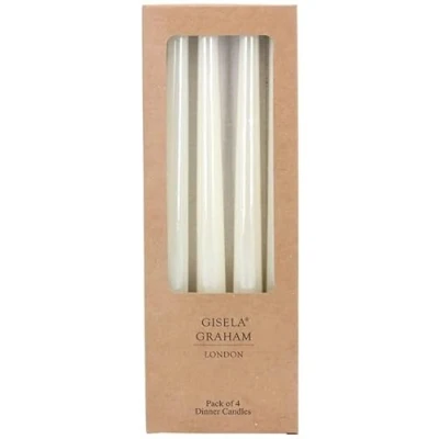 Image of Gisela Graham Cream Tapered Dinner Candles (Box of 4)