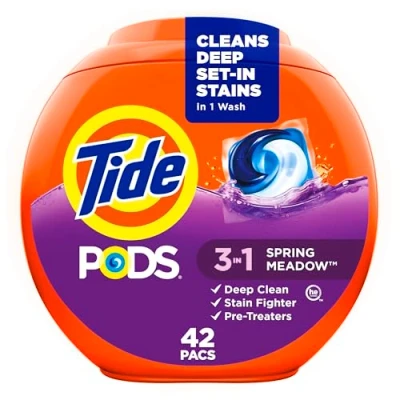 Image of Tide PODS Liquid Detergent Pacs, Spring Meadow, 42 Count