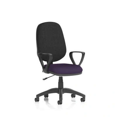 Image of Eclipse Plus I Lever Task Operator Chair Black Back Bespoke Seat with Loop Arms In Tansy Purple