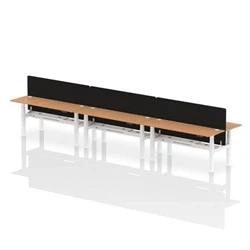 Image of Air B2B 1800x600mm Adjustable 6P Bench Desk CP Oak/White + Screen