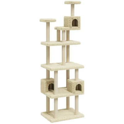 Image of vidaXL Cat Tree with Sisal Scratching Posts Cream 188 cm
