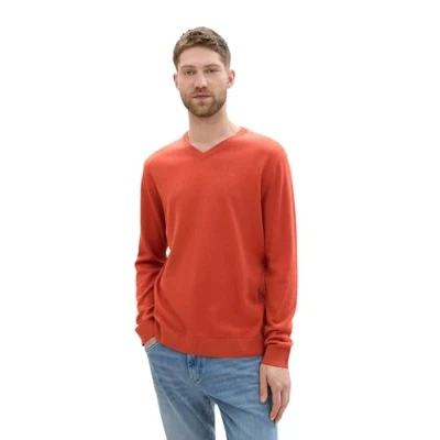 Image of TOM TAILOR Men&#039;s 1039811 Pullover Sweater, 36301 Blood Orange Melange, L