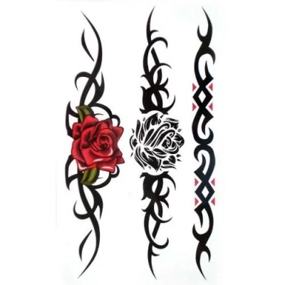 Image of InterRookie Water Resistant Temporary Tattoo Realistic Rose Design for Women FDA, EM/N71, ASTM Certified